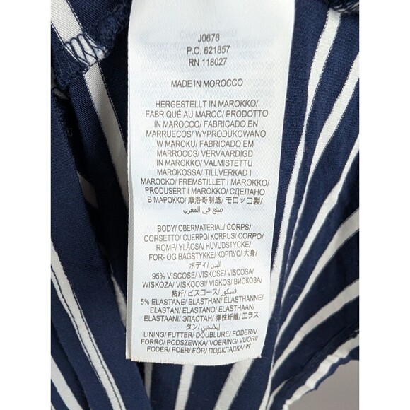 Boden Navy Blue White Stripe V Neck Stretch Jersey Dress US 12 R Nautical 191 - Picture 5 of 7